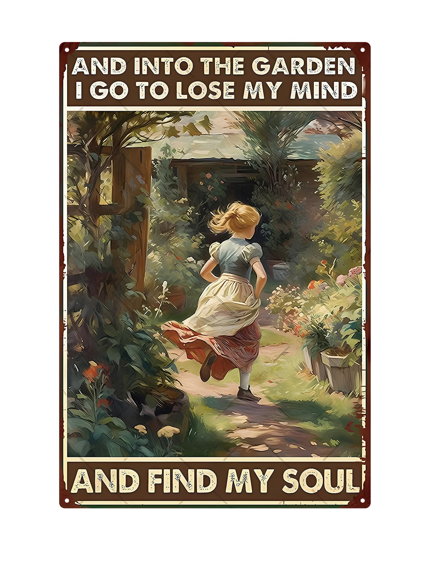 And into the garden I go to lose my mind - Metalen Wandbord