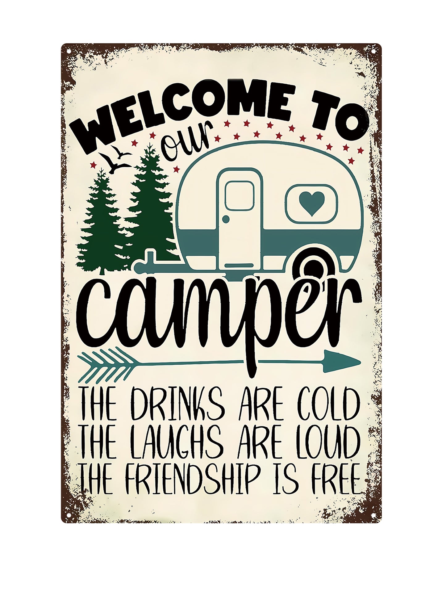 Welcome to our camper - Metalen Wandbord