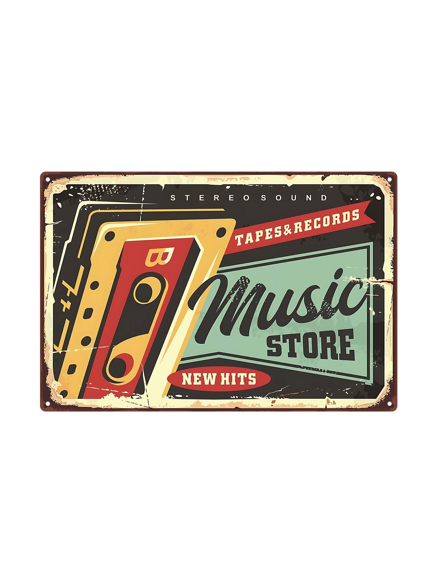 Music Store - Retro Tapes - Metalen Wandbord