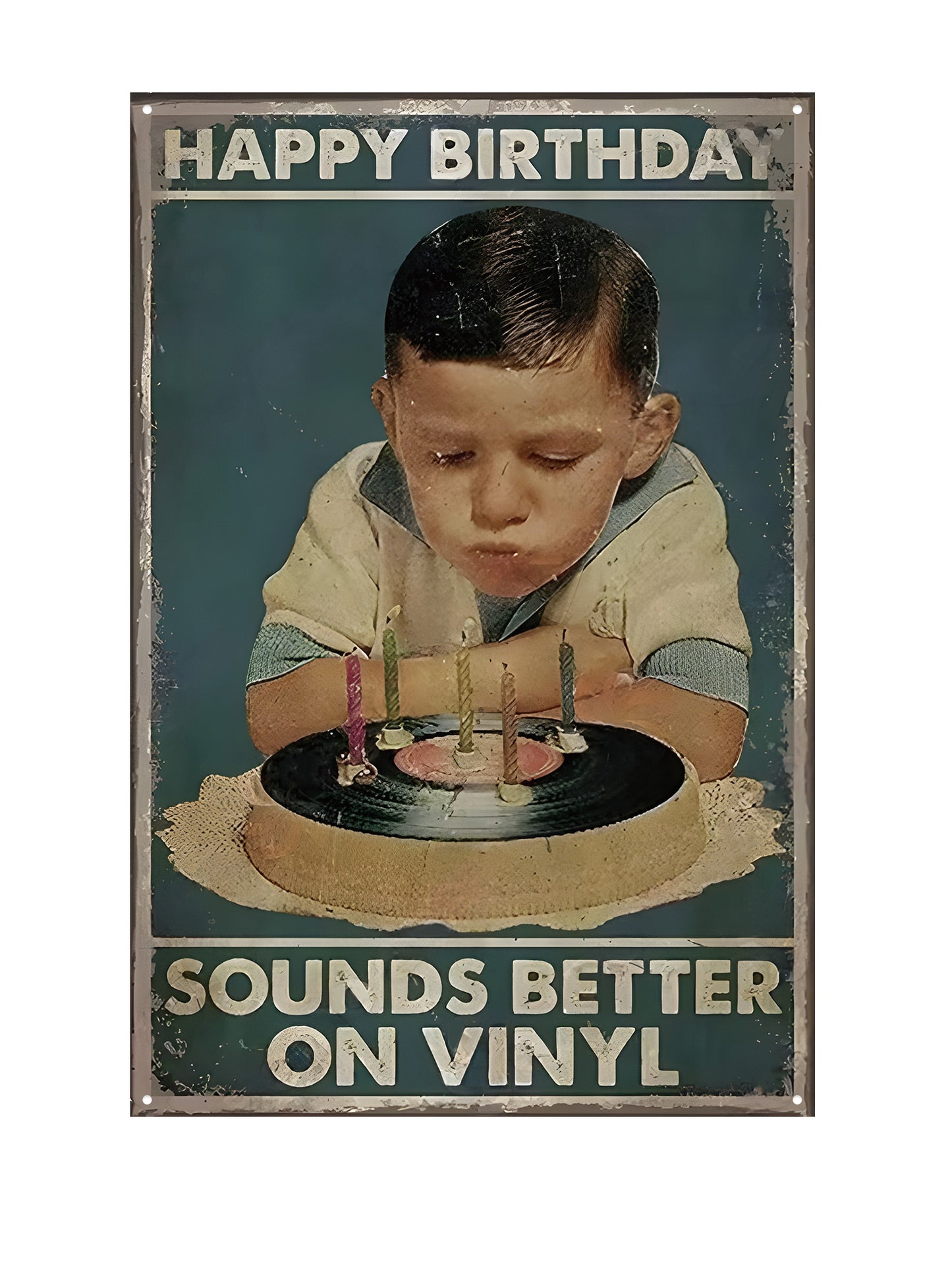 Happy Birthday - Sounds Better On Vinyl - Metalen Wandbord