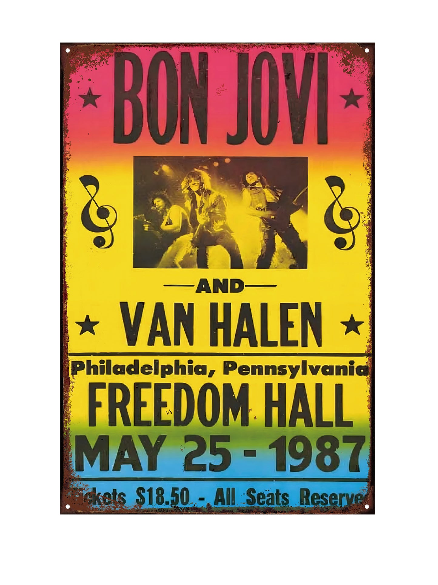 Bon Jovi - Van Halen - Freedom Hall - Metalen Wandbord