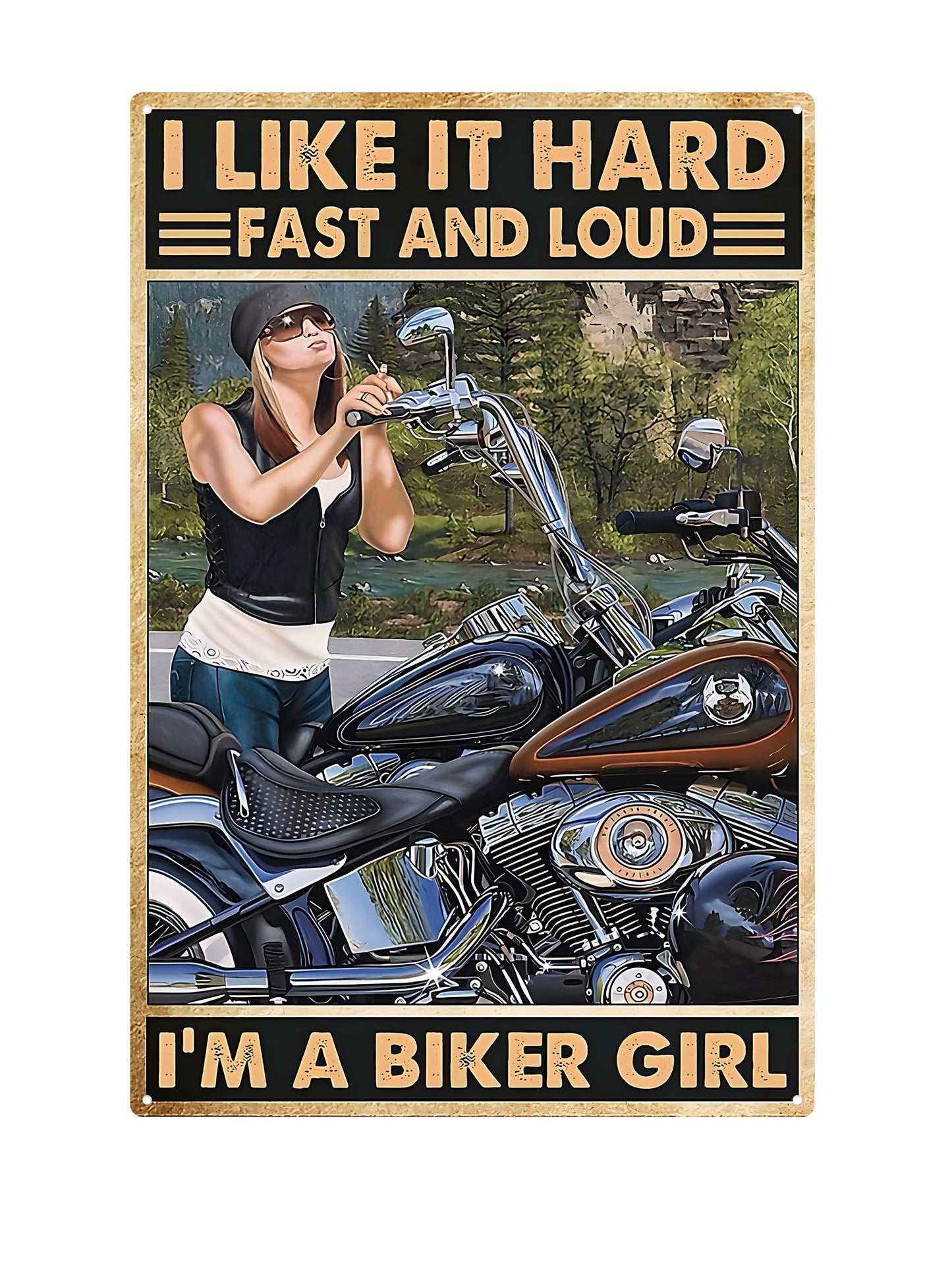 I Like It Hard, Fast And Loud, I'm a biker girl - Metalen Wandbord