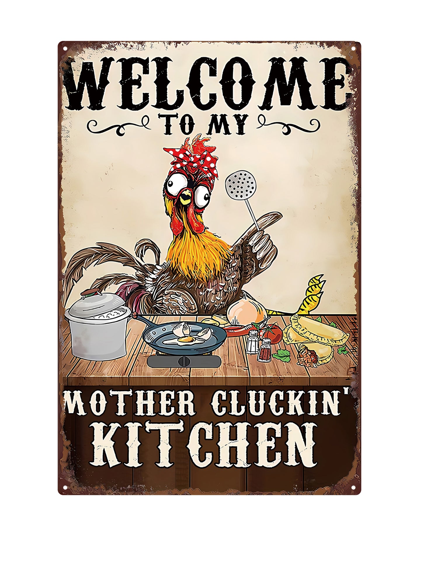 Welcome to my mother cluckin kitchen - Metalen Wandbord