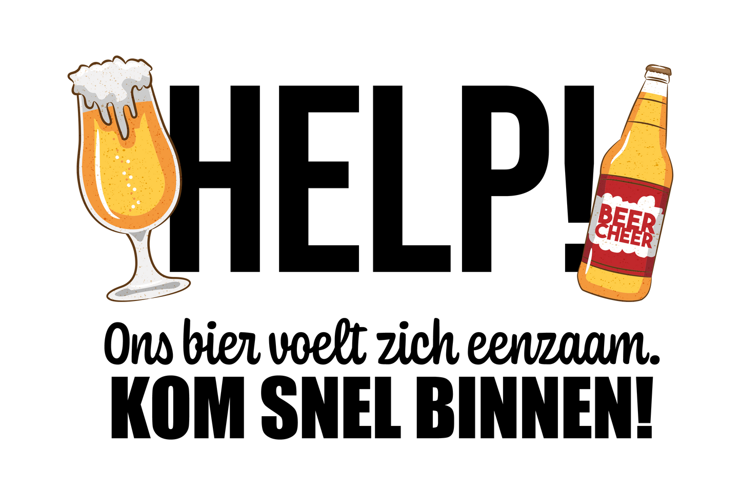 Help! Ons bier voelt zicht eenzaam - Metalen wandbord