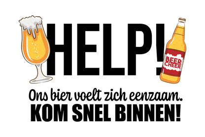 Help! Ons bier voelt zicht eenzaam - Metalen wandbord