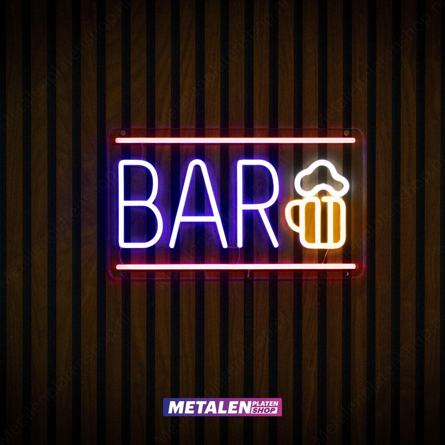 BAR with Beer - Neon Sign - LED