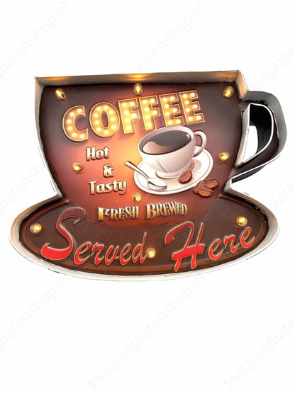Metalen Lichtbord - Coffee - LED verlichting