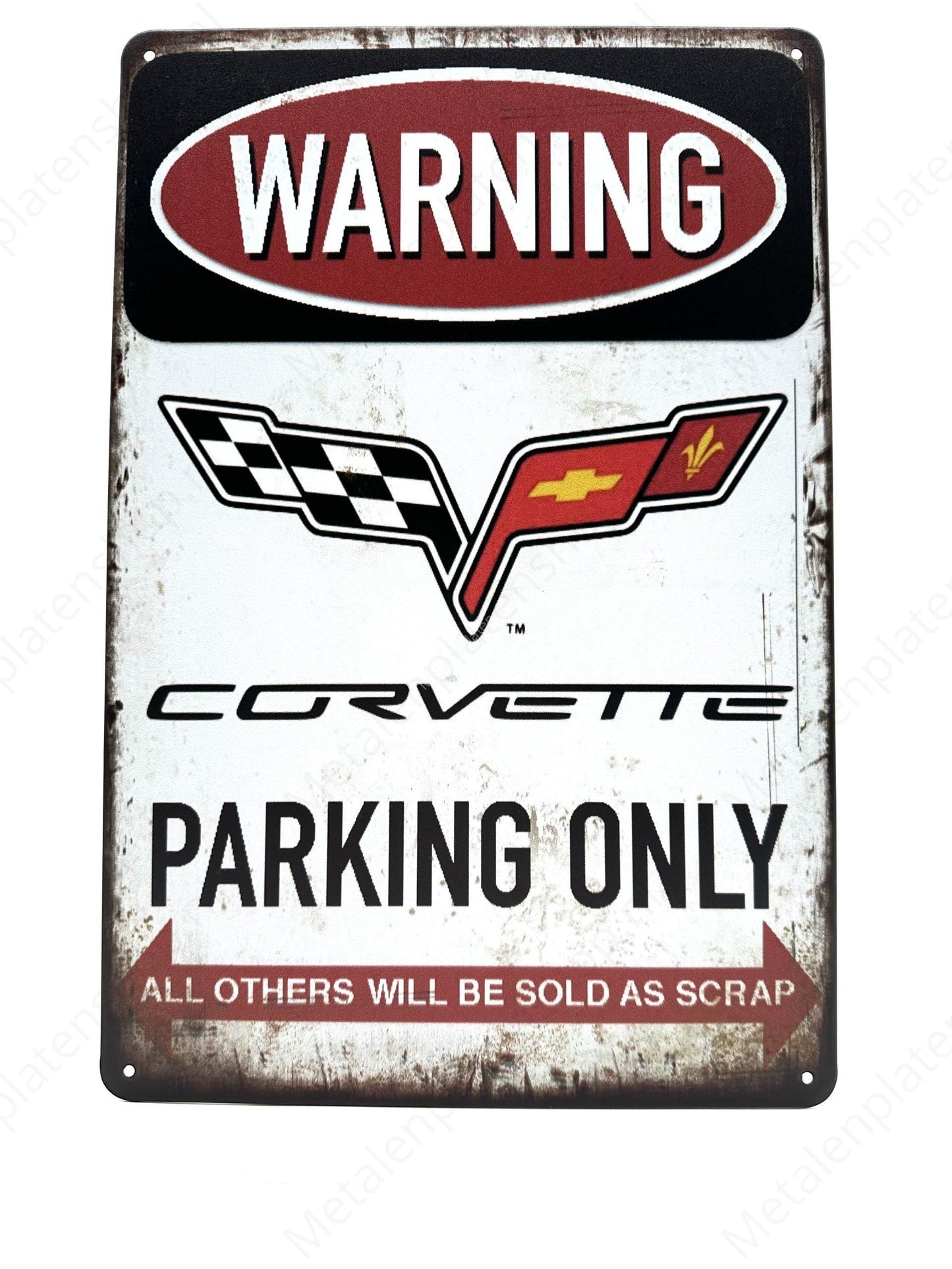Warning Corvette Parking Only - Metal Wall Sign