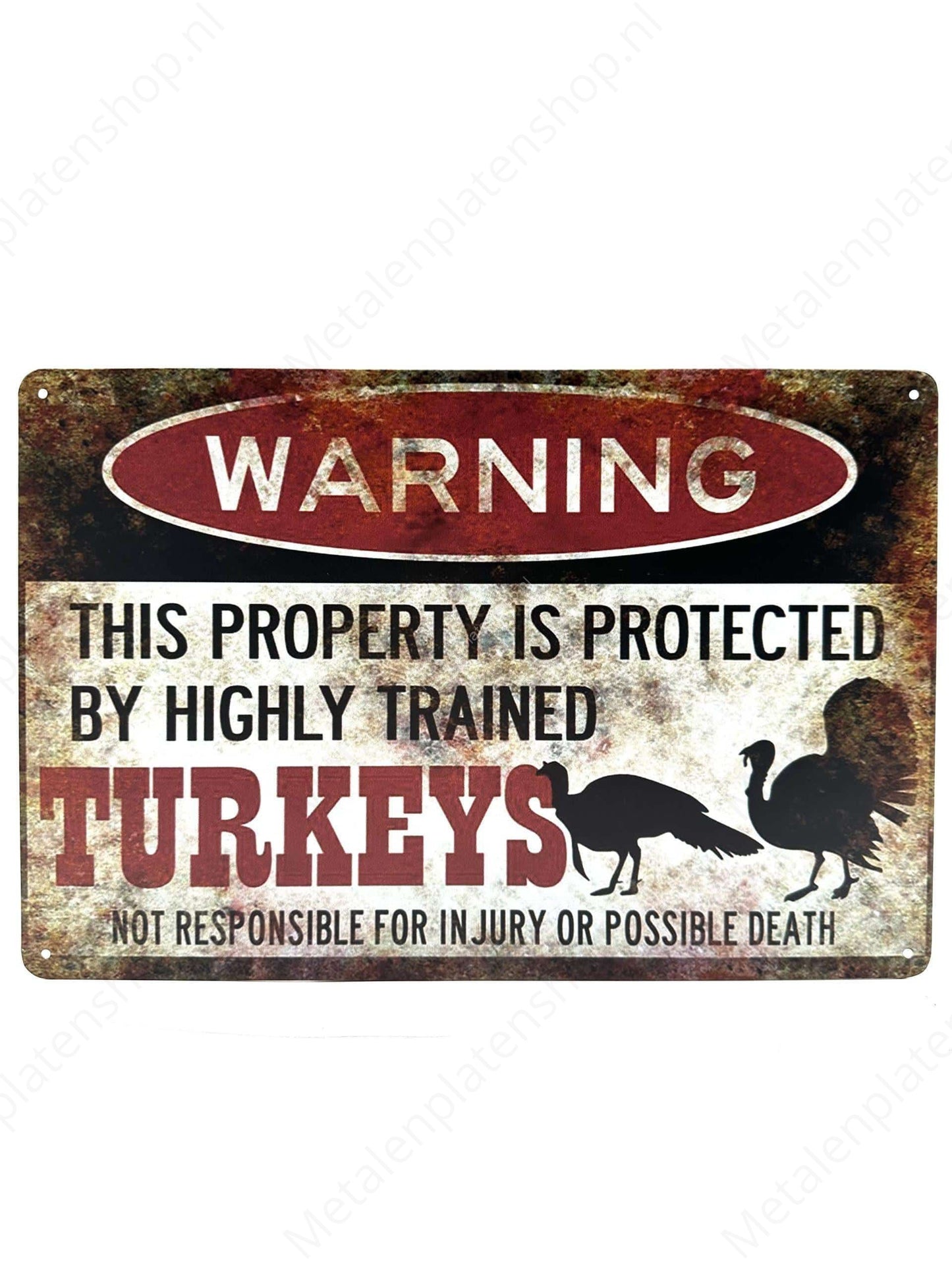 Warning Protected Turkeys - Metal Wall Sign
