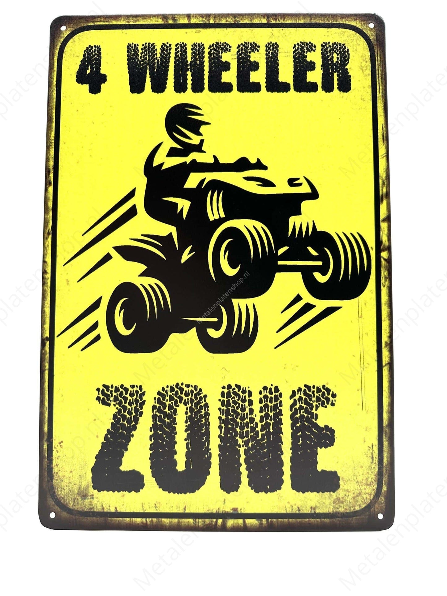 4 Wheeler Zone - Metallwandschild