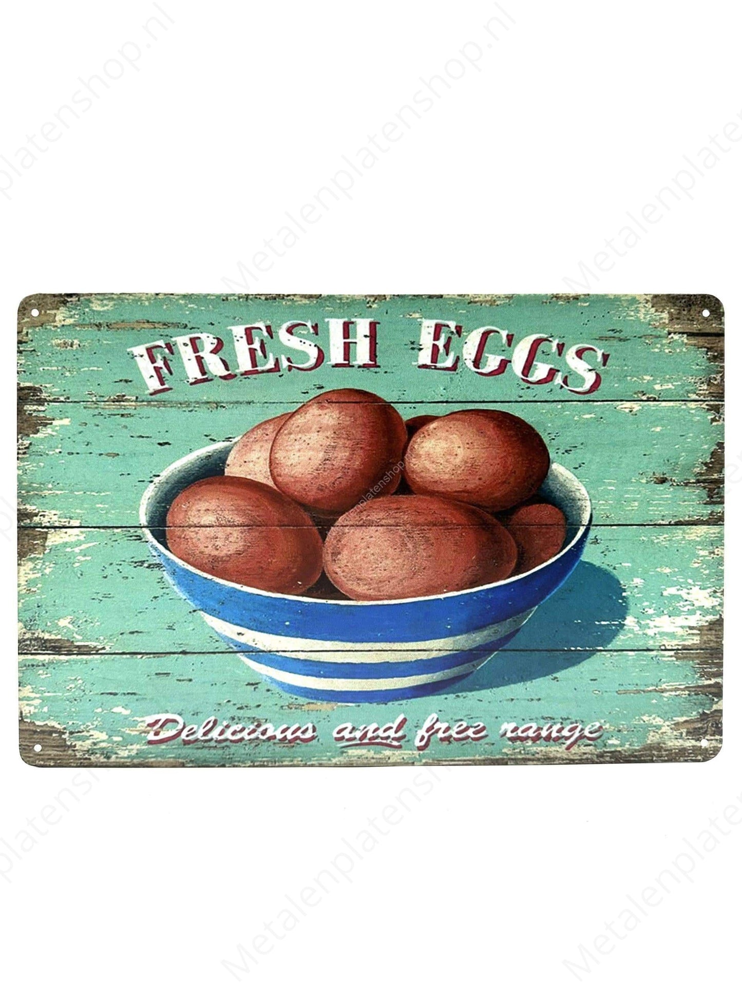 Fresh Eggs - Metalen Wandbord