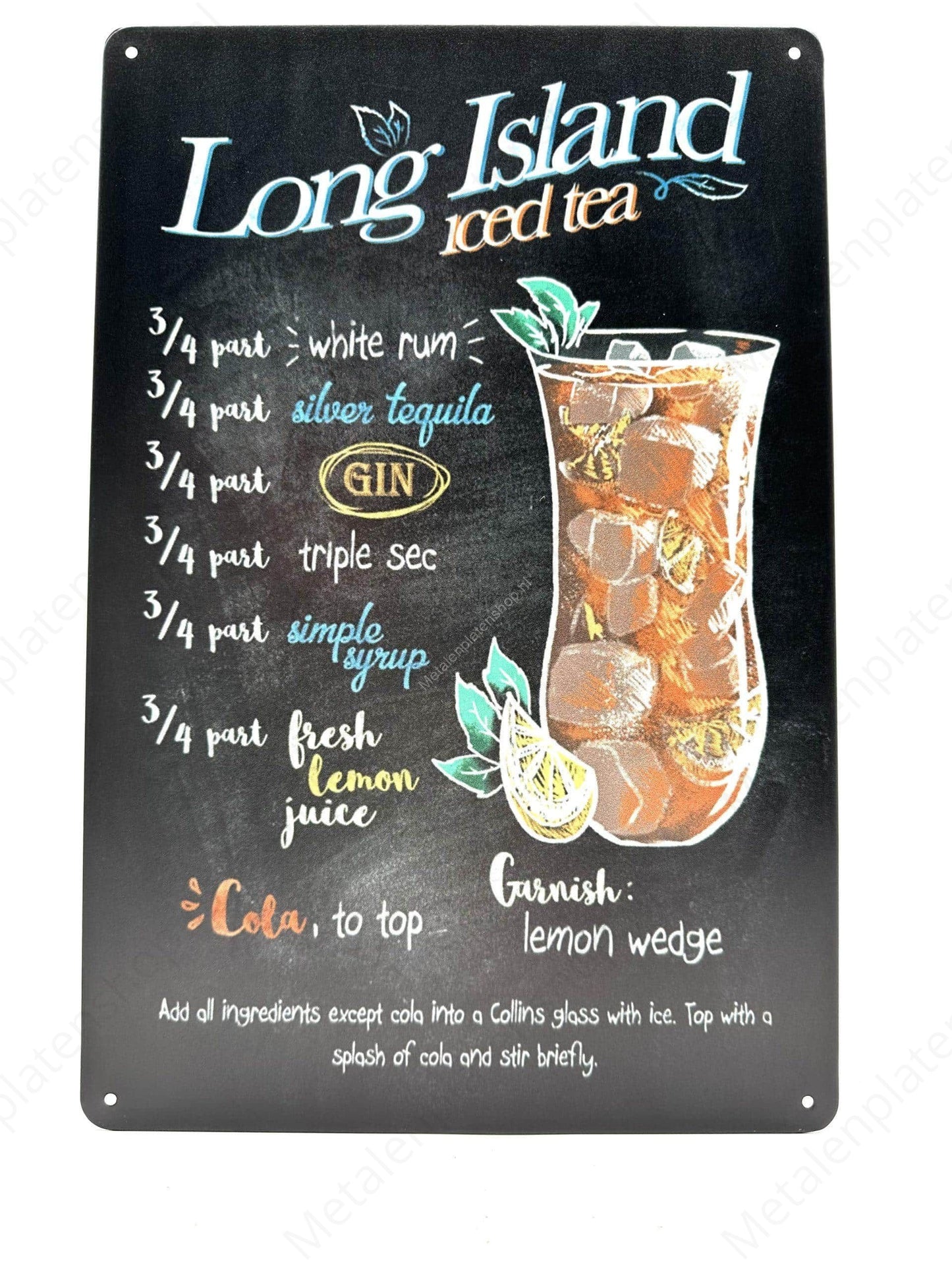 Long Island Iced Tea - Metalen Wandbord