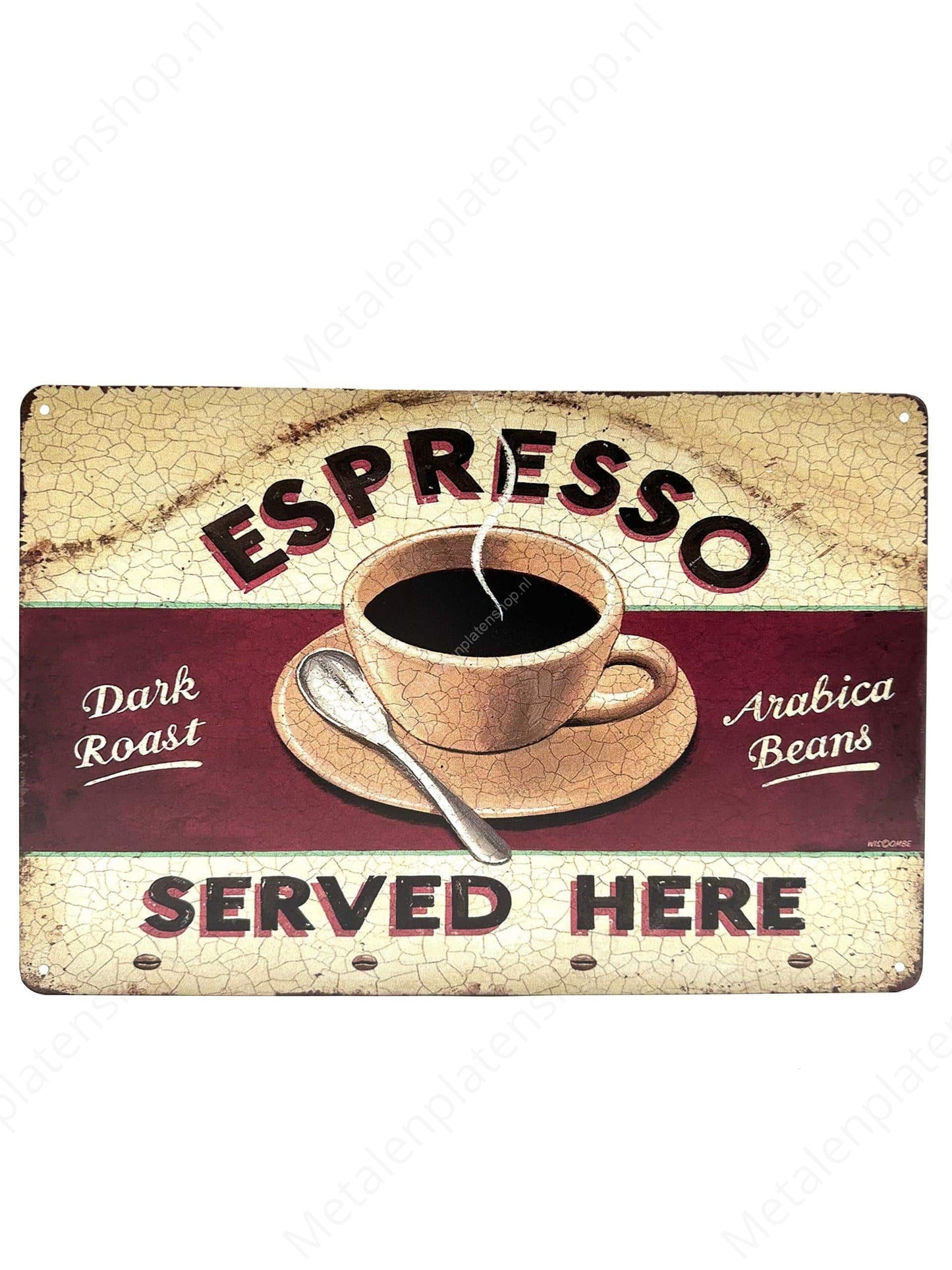 Espresso Served Here - Metalen Wandbord