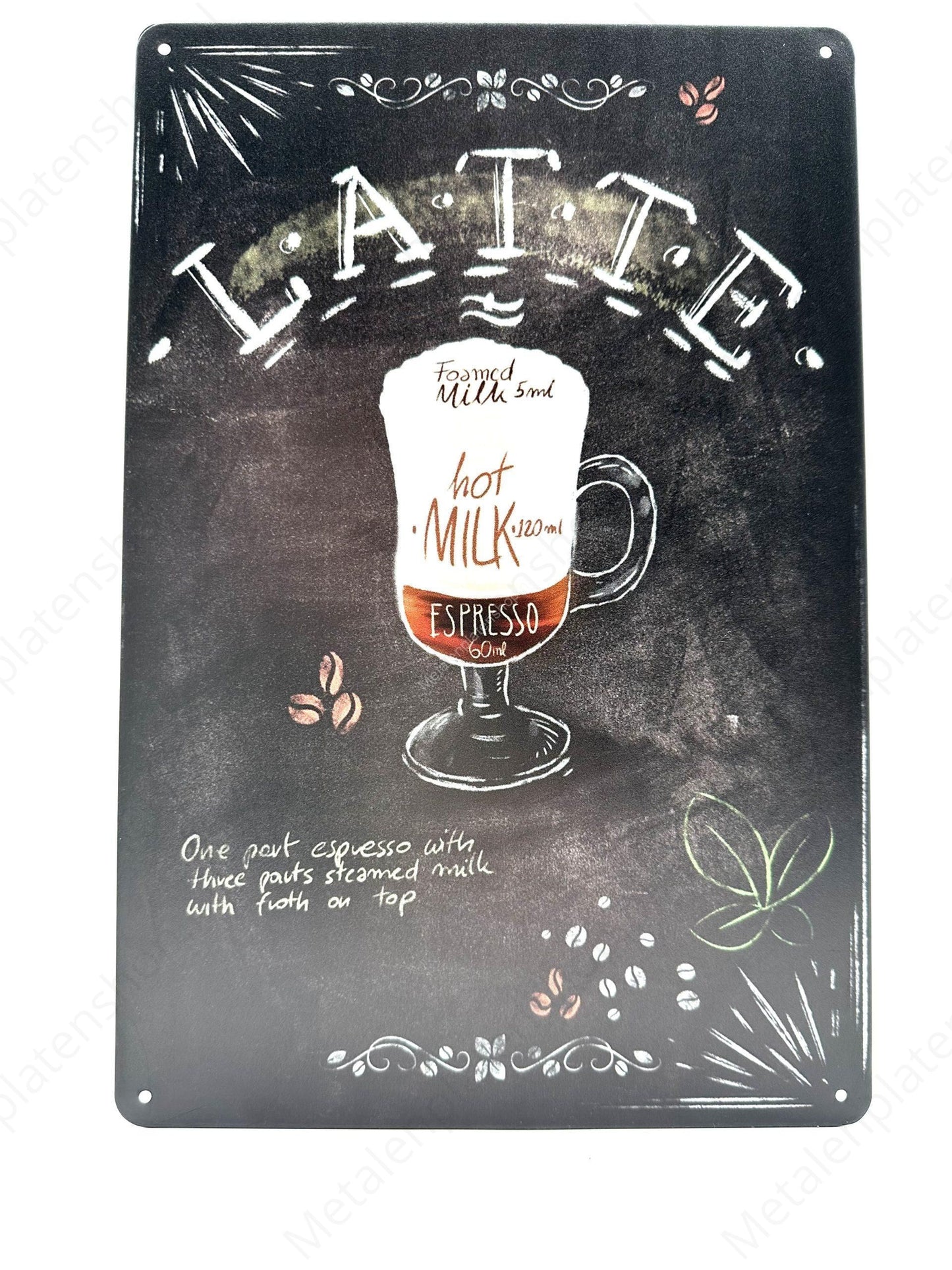 Latte Coffee - Metallwandschild