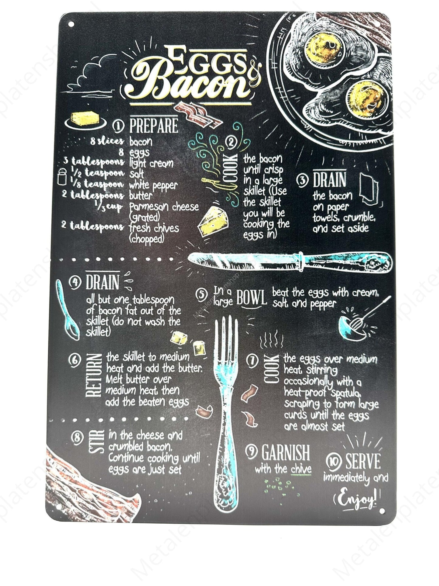 Eggs &amp; Bacon - Metal Wall Sign