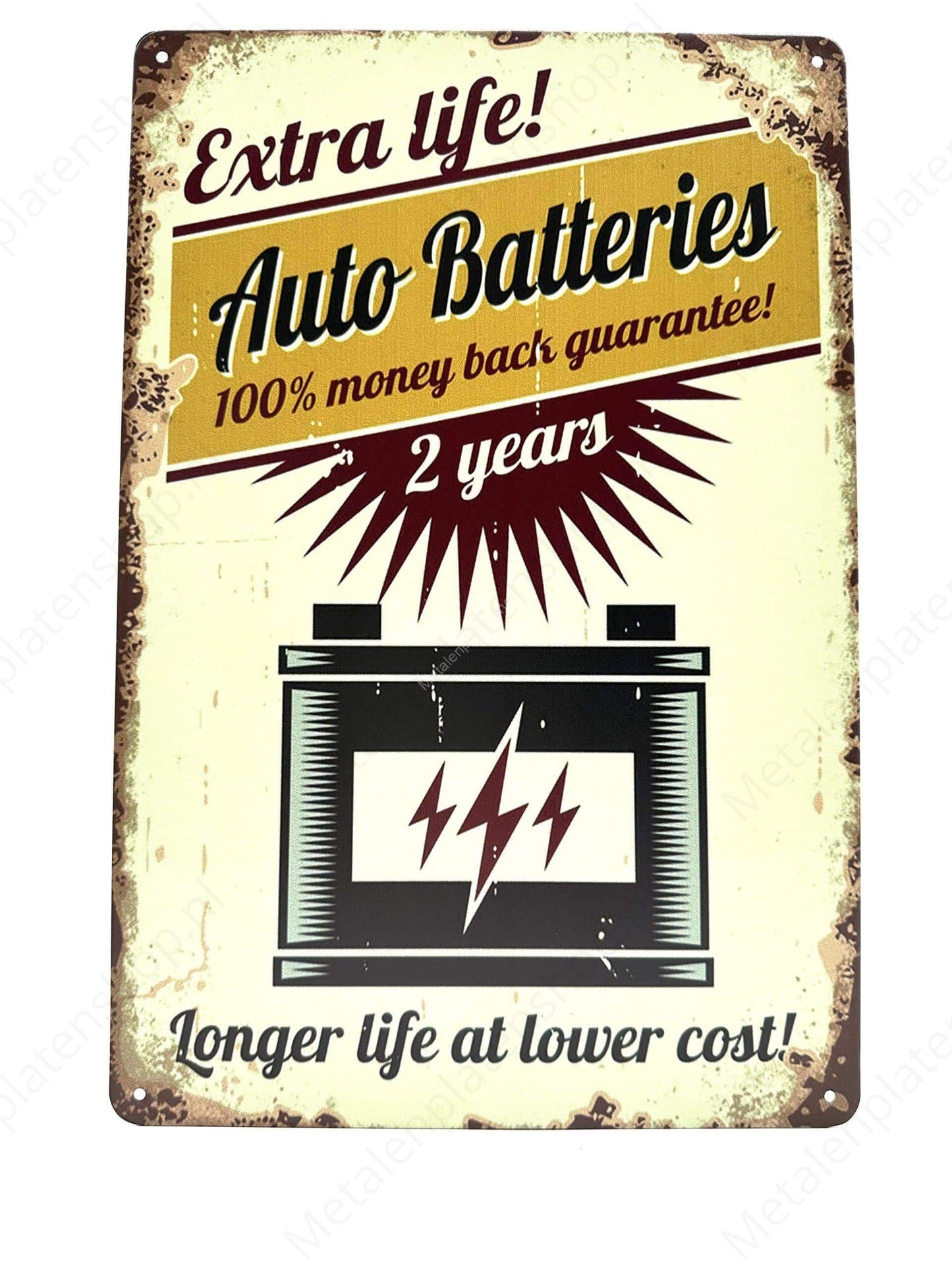 Extra Life Auto Batteries - Metalen Wandbord