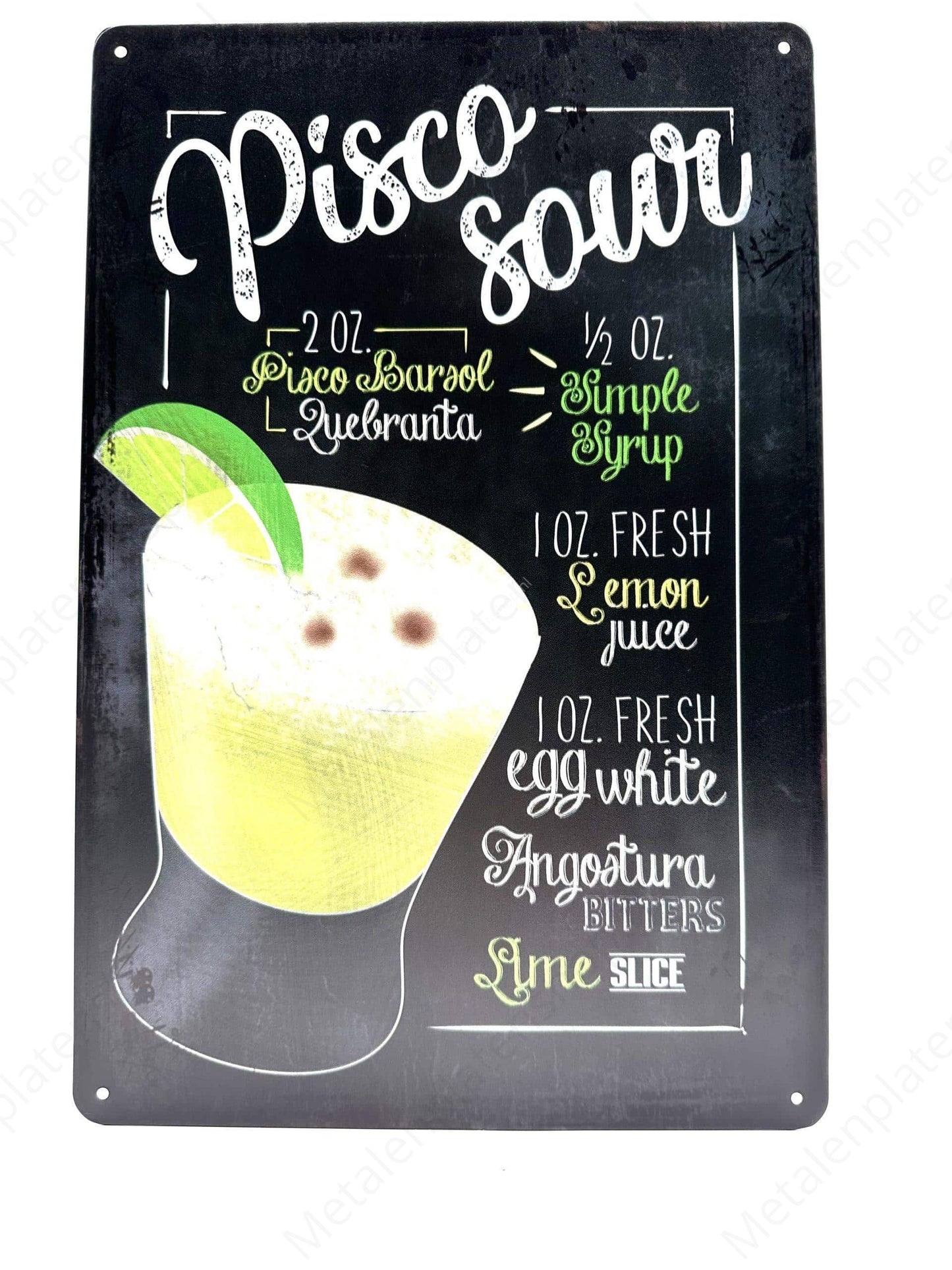 Pisco Sour - Metalen Wandbord