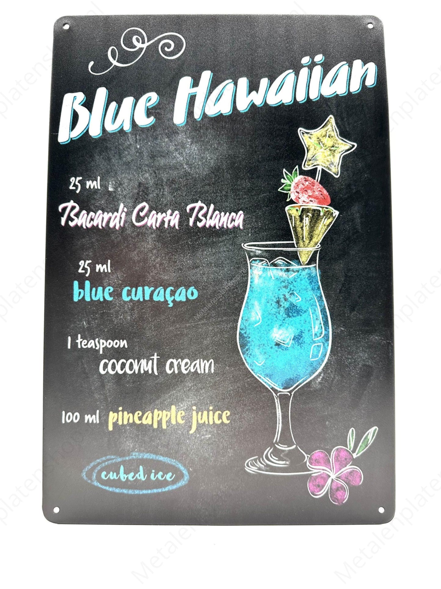 Blue Hawaiian - Metalen Wandbord