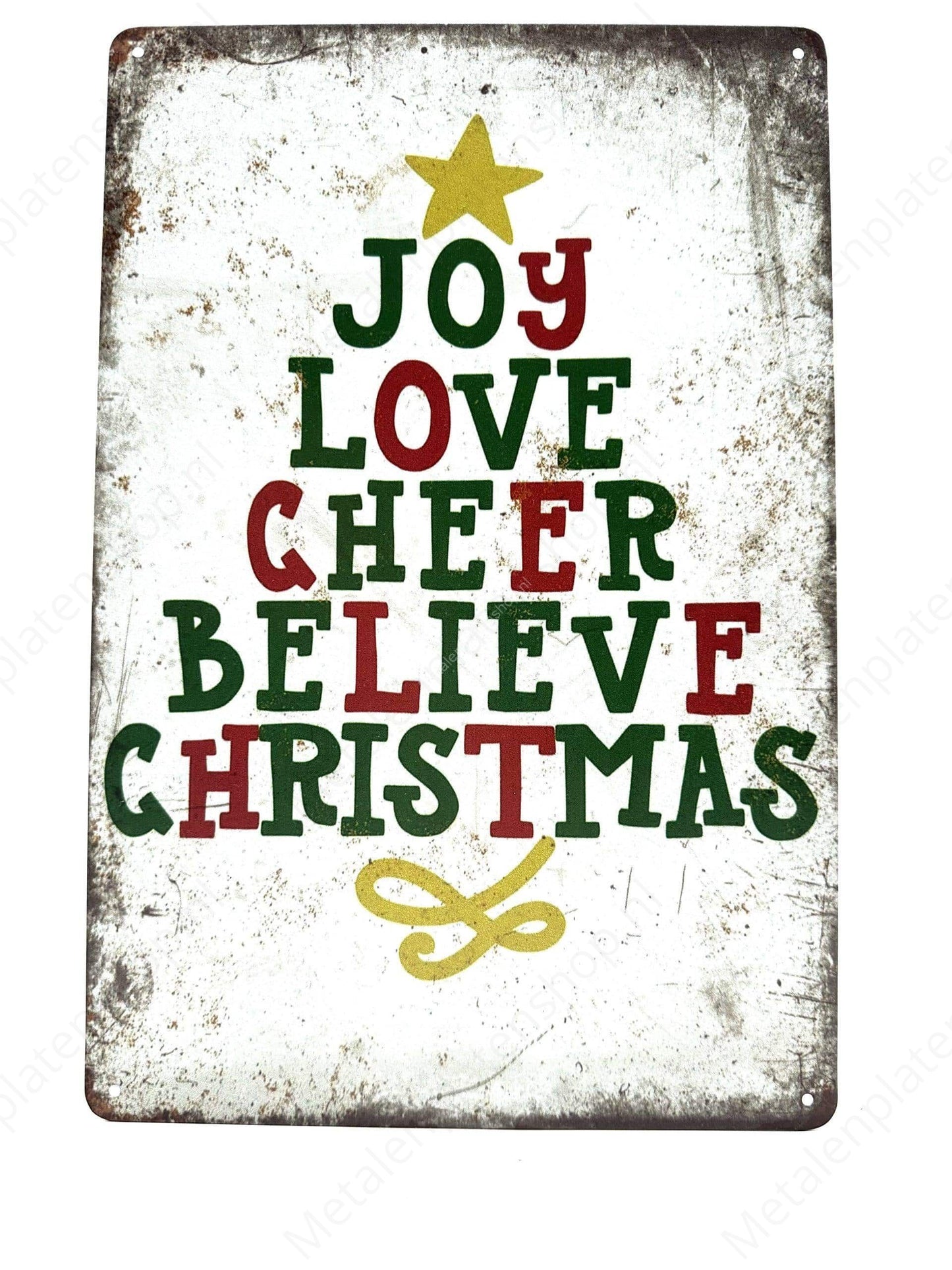 Joy Love Cheers - Kerst - Metalen Wandbord