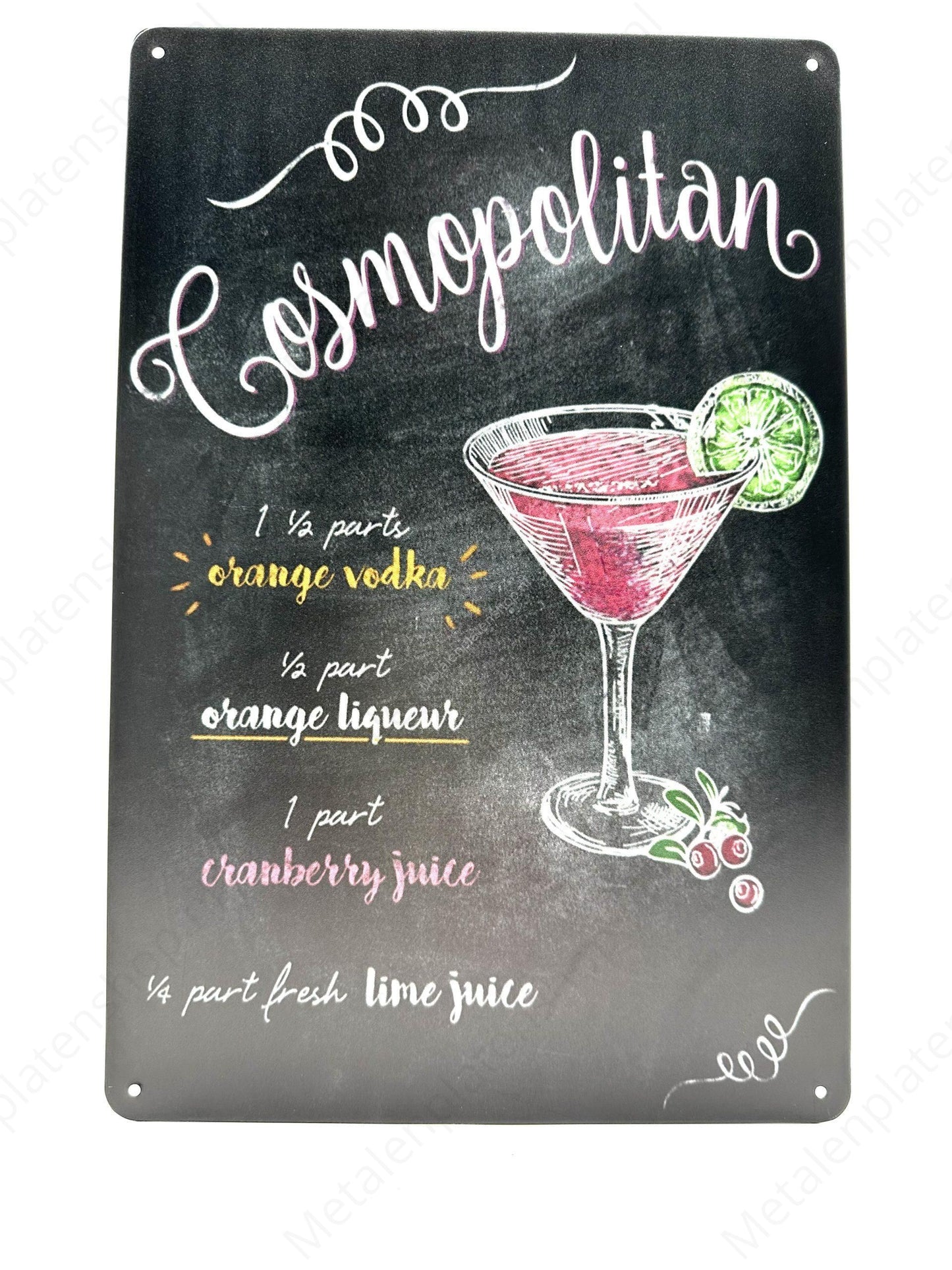 Cosmopolitan - Metalen Wandbord