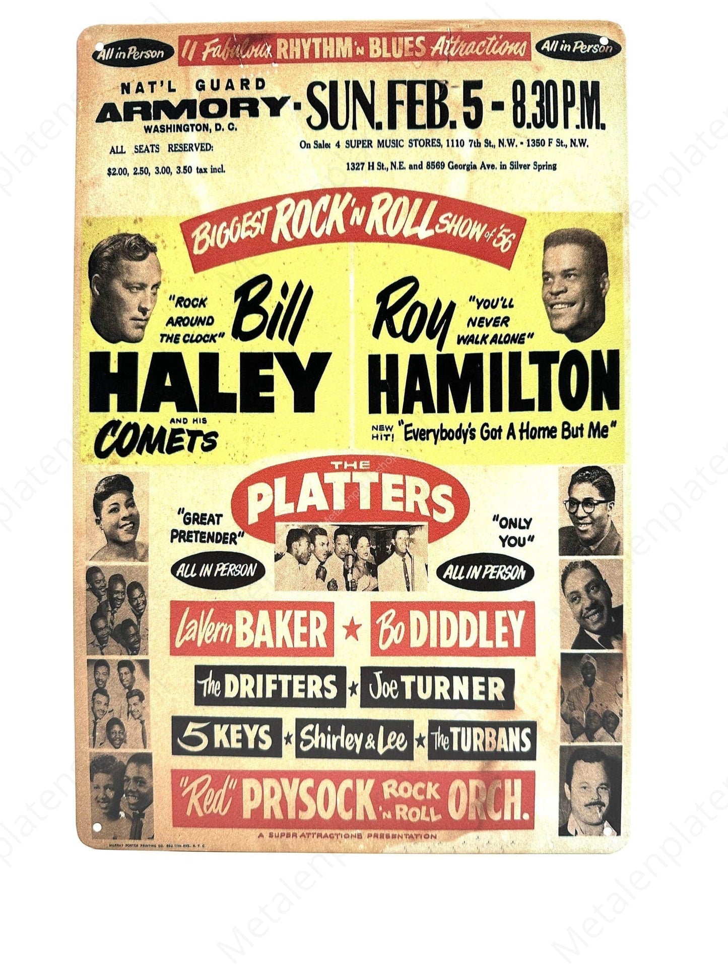 Bill Haley - Roy Hamilton - Metalen Wandbord