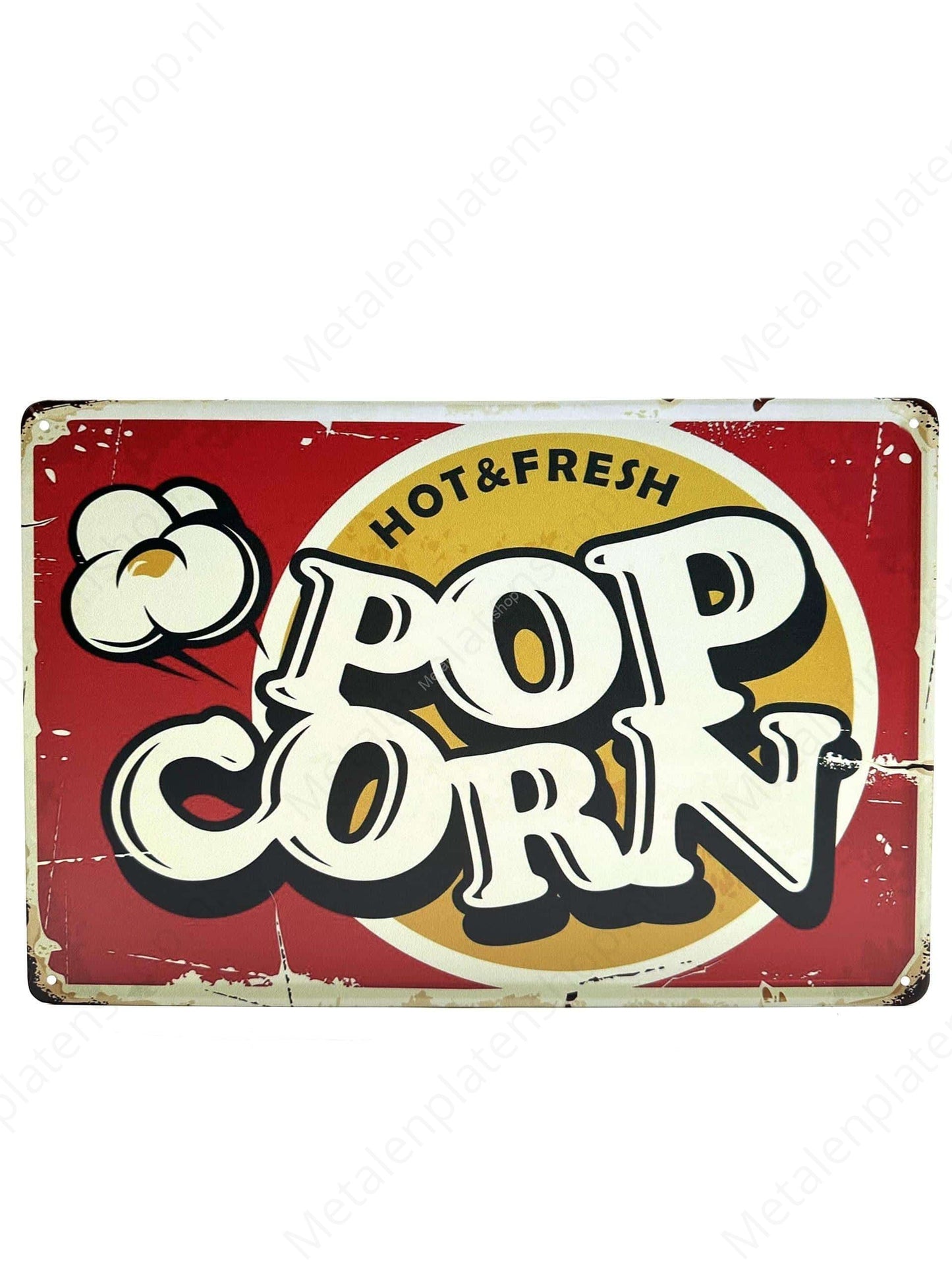 Popcorn - Metalen Wandbord