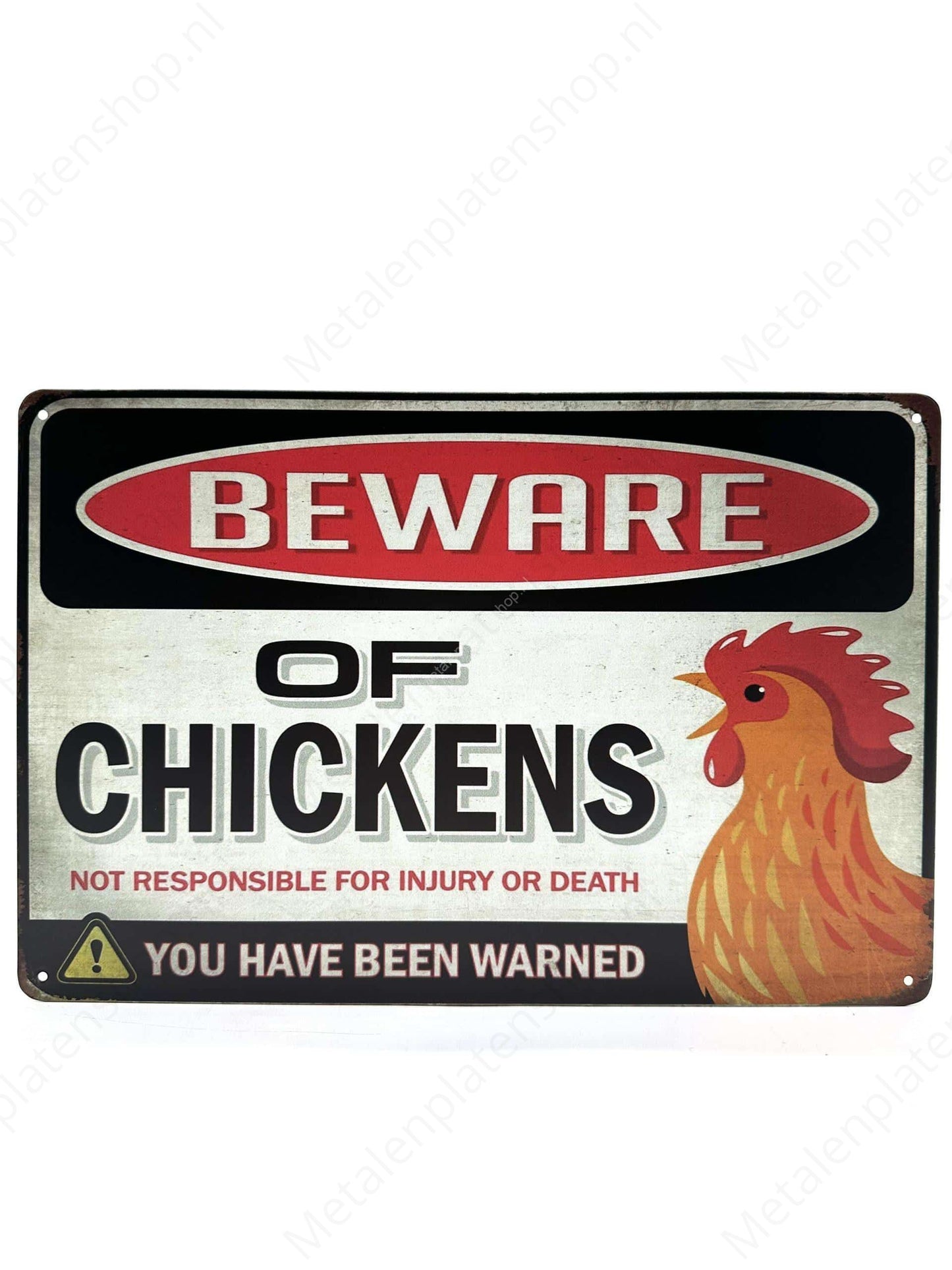 Beware Of Chickens - Metal Wall Sign