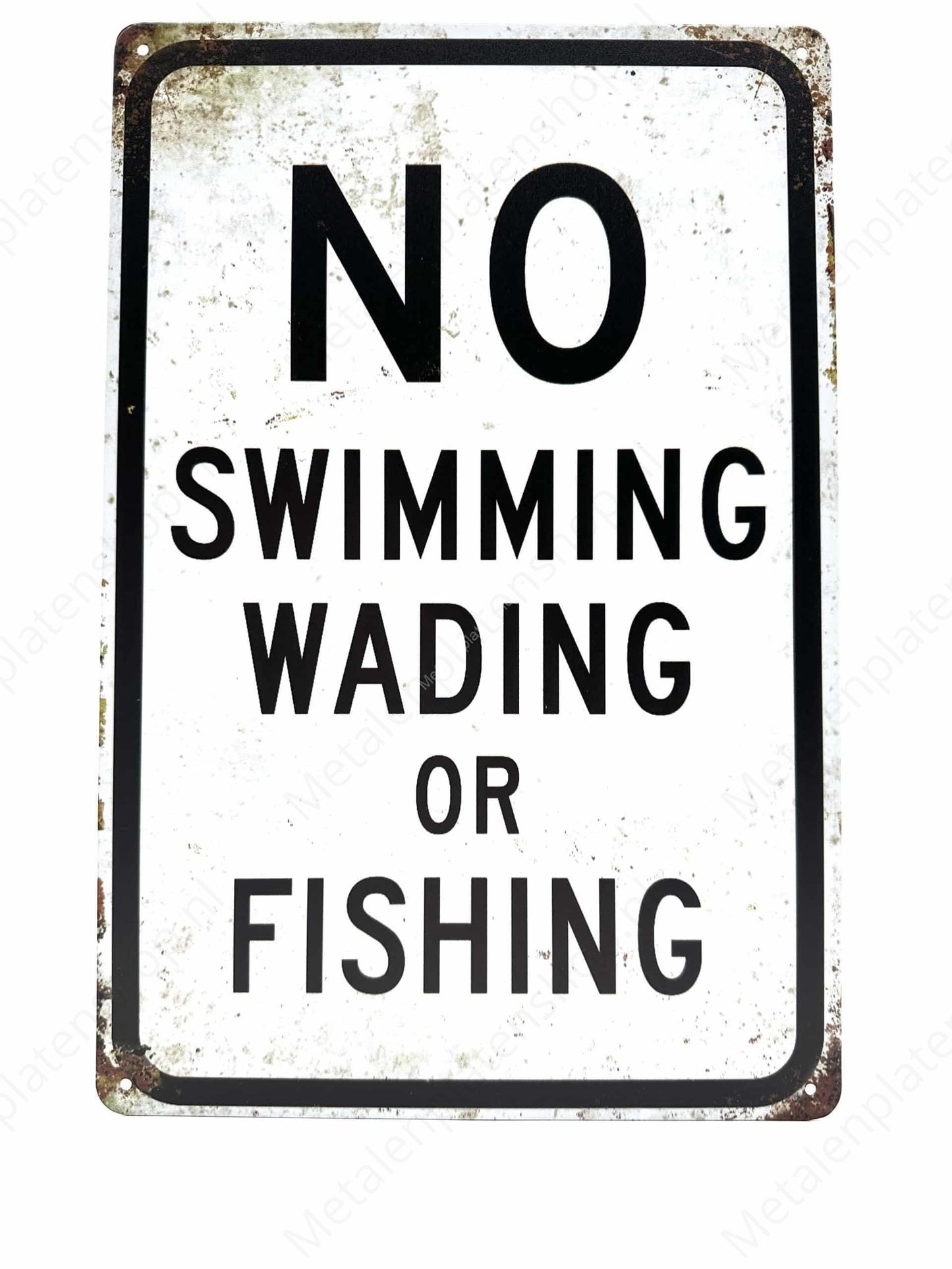 No Swimming Wading - Metalen Wandbord