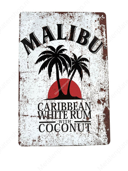 Malibu Caribbean White Rum - Drinks - Metal Wall Sign
