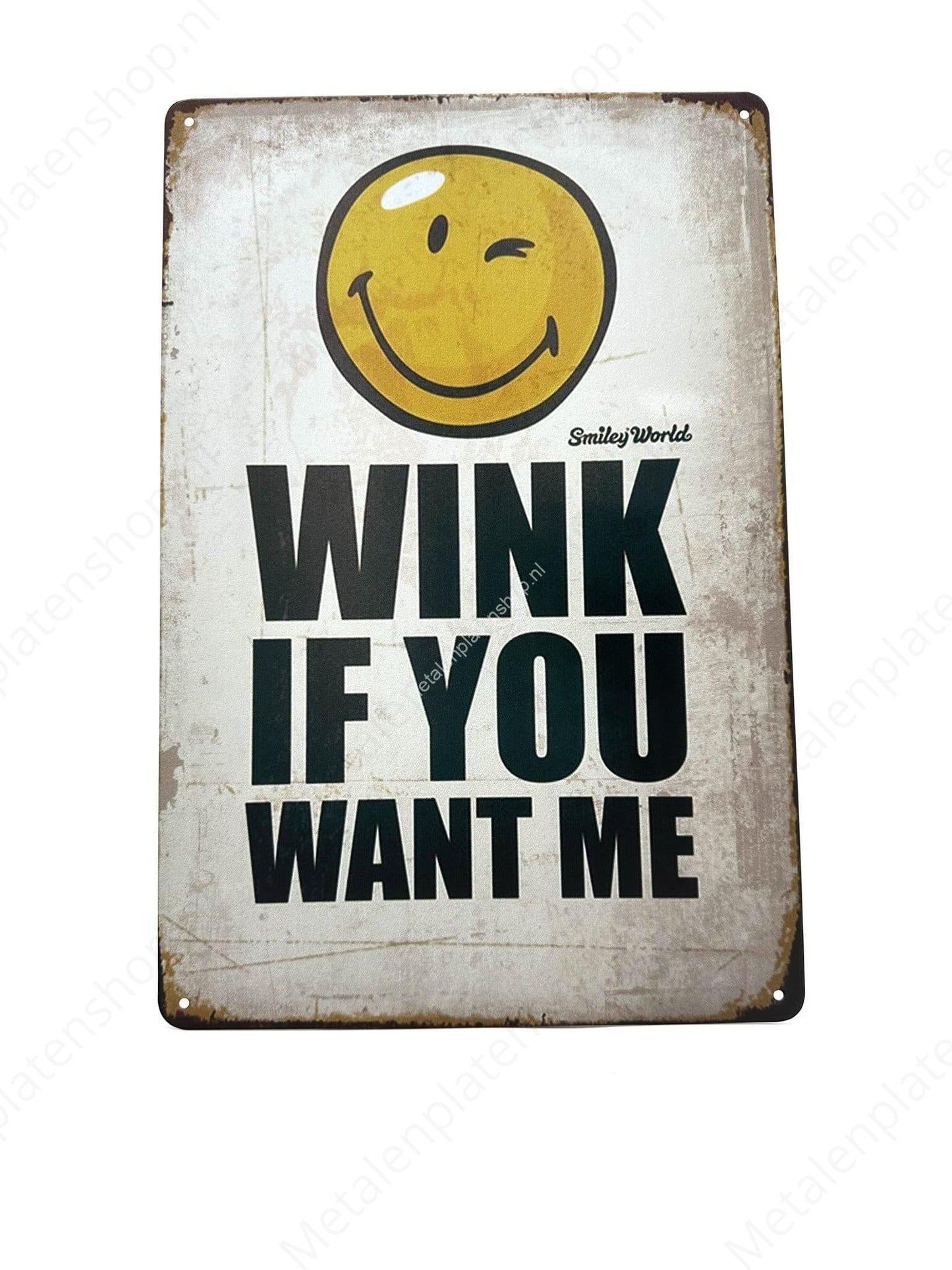 Wink if you want me - Smiley - Metallwandschild