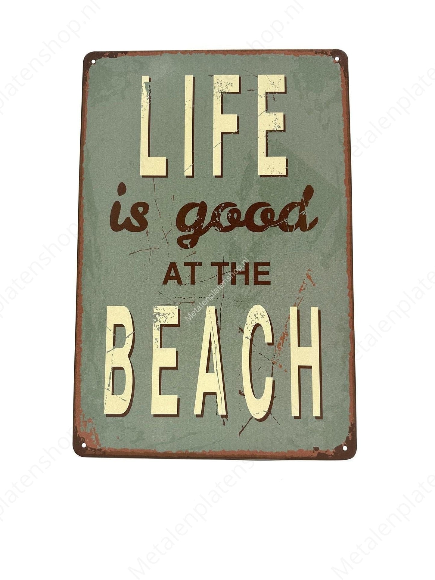 Life is good - At the beach - Strand - Metalen Wandbord