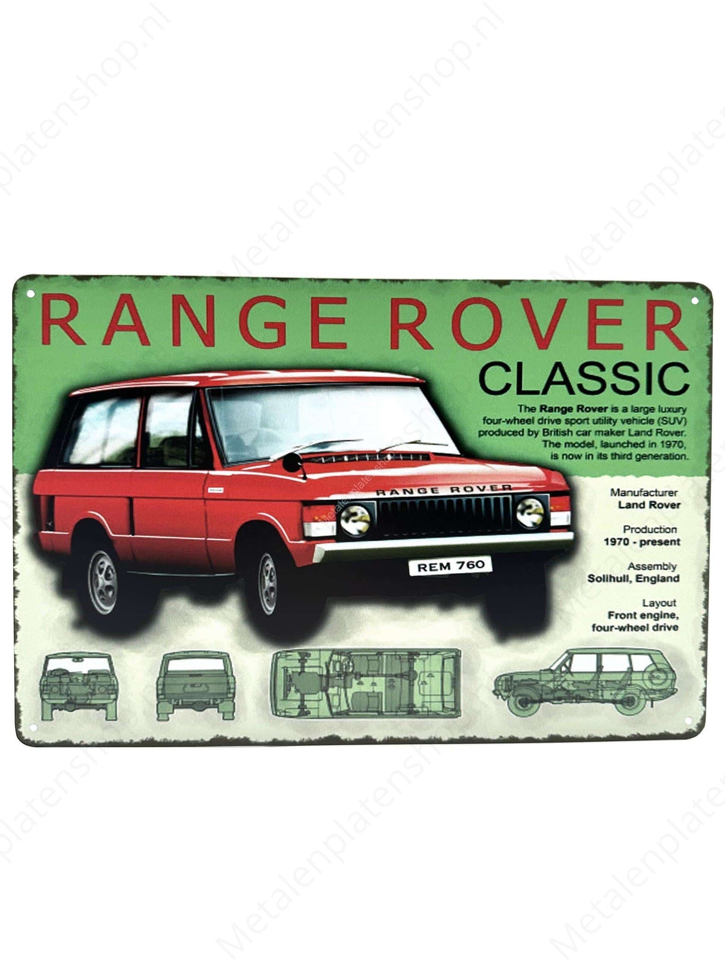 Range Rover Classic - Metalen Wandbord