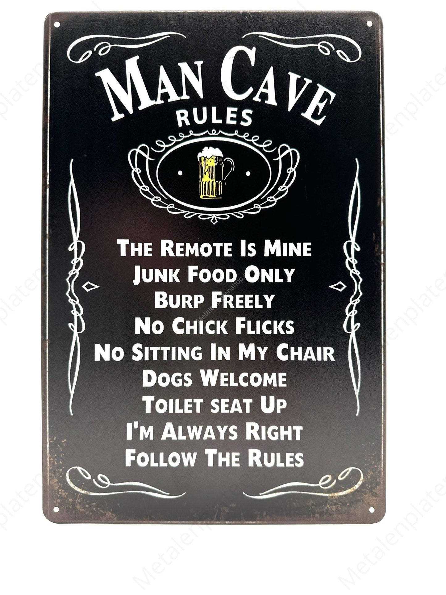 Mancave Rules - Metalen Wandbord