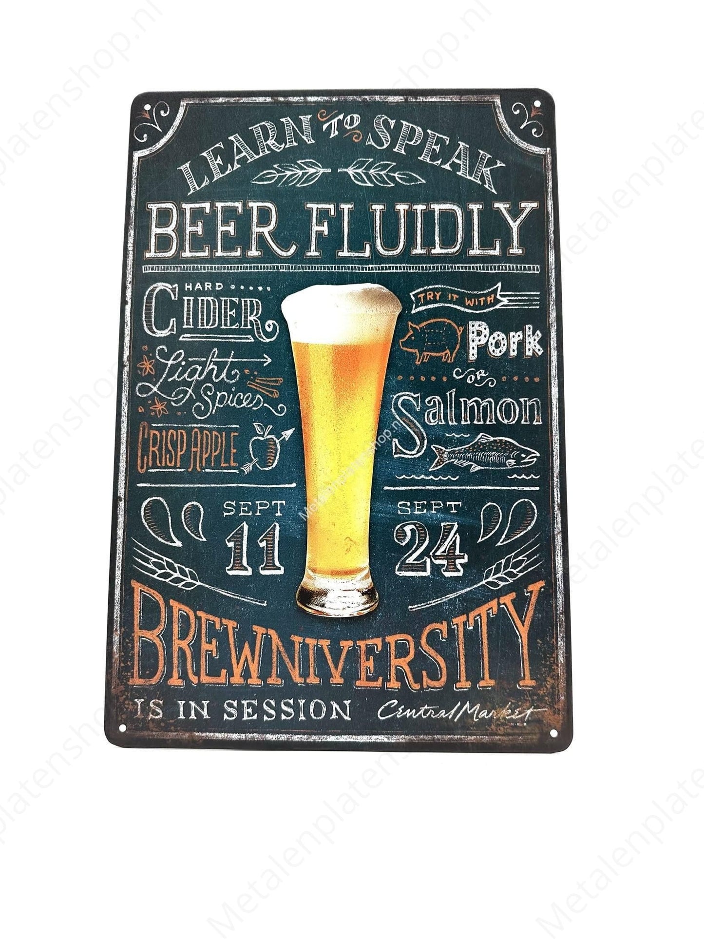 Learn to Speak Beer Fluidly - Bier - Metalen Wandbord