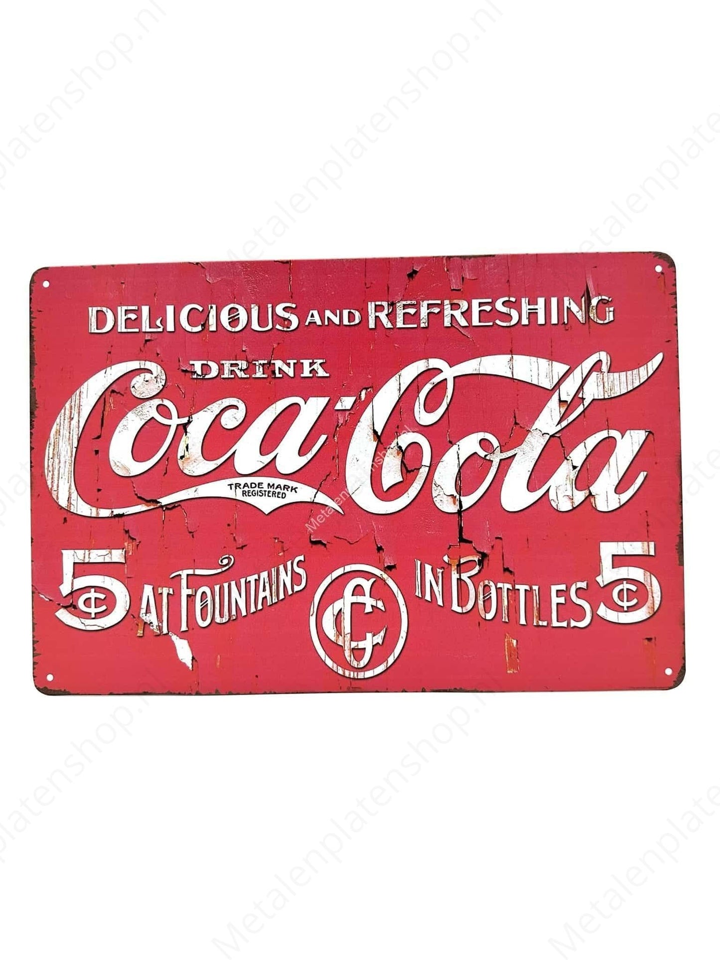 Delicious and Refreshing - Drink Coca Cola - Metalen Wandbord
