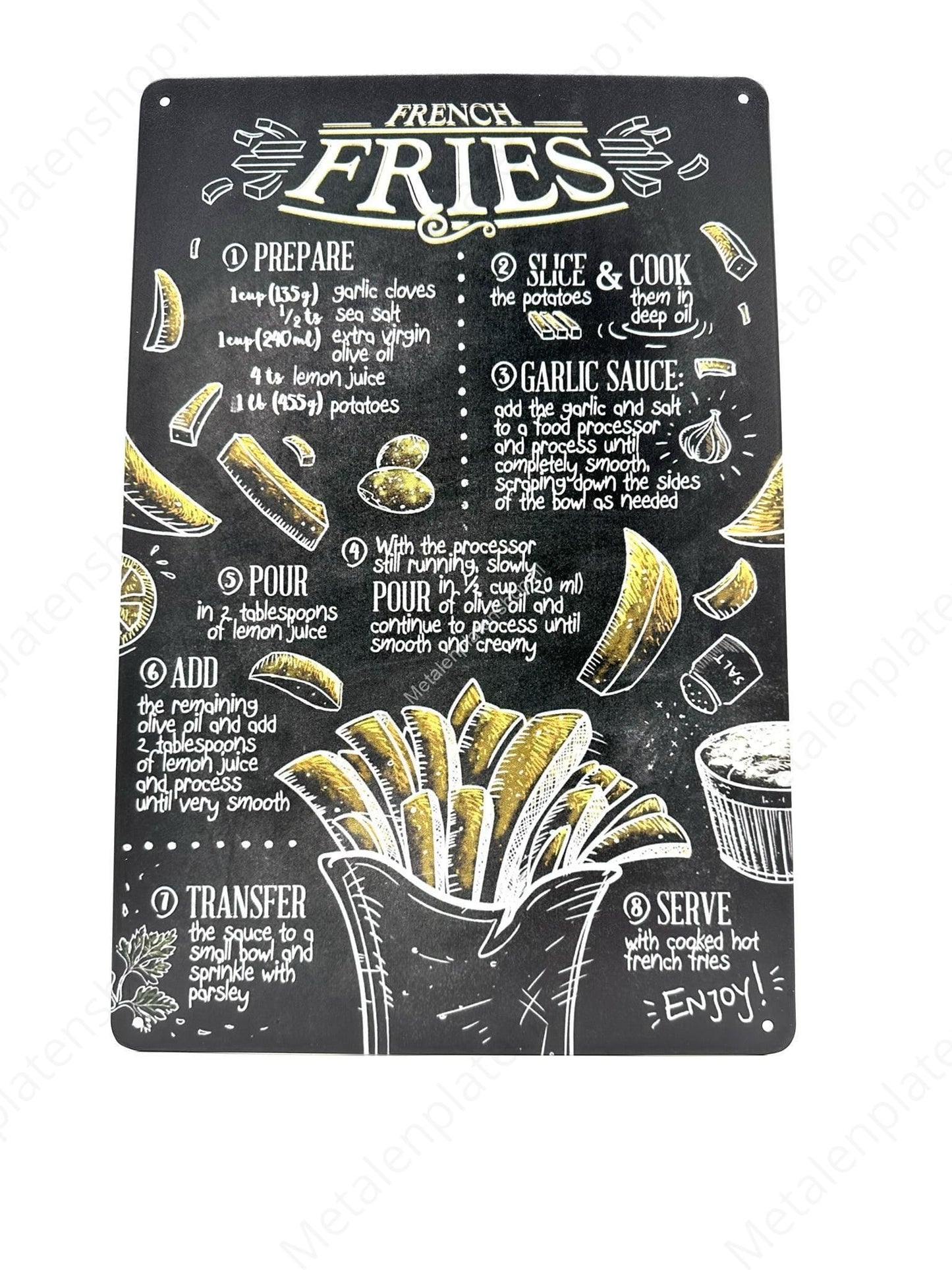 French Fries - Chips - Chalkboard - Metal Wall Sign
