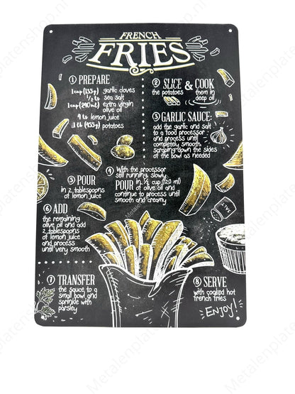 French Fries - Chips - Chalkboard - Metal Wall Sign