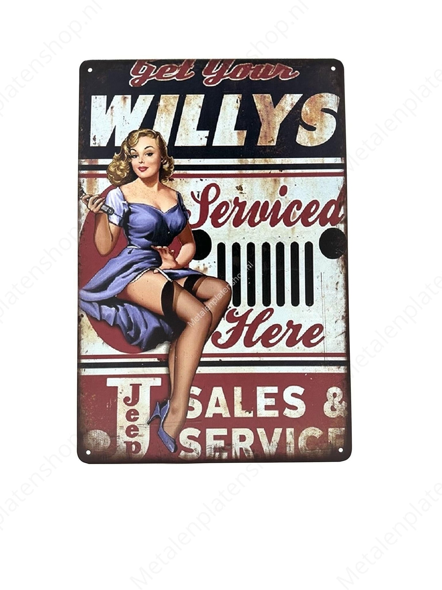 Lassen Sie Ihren Willys hier warten – Garage – Metallwandschild