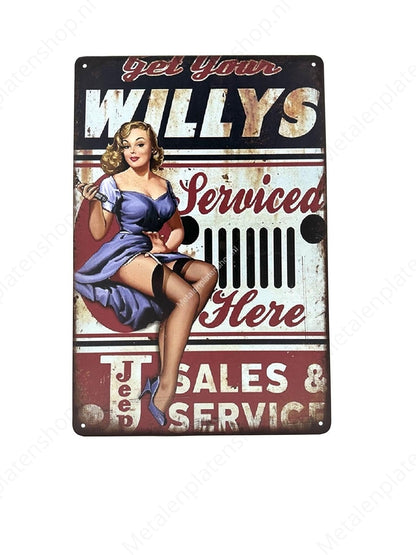 Lassen Sie Ihren Willys hier warten – Garage – Metallwandschild
