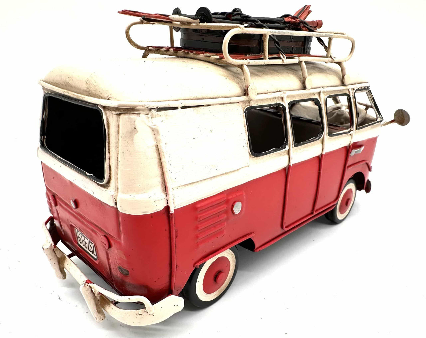 Volkswagen Transporter Wintersport - Metalen Voertuigen Decoratie - 21cm