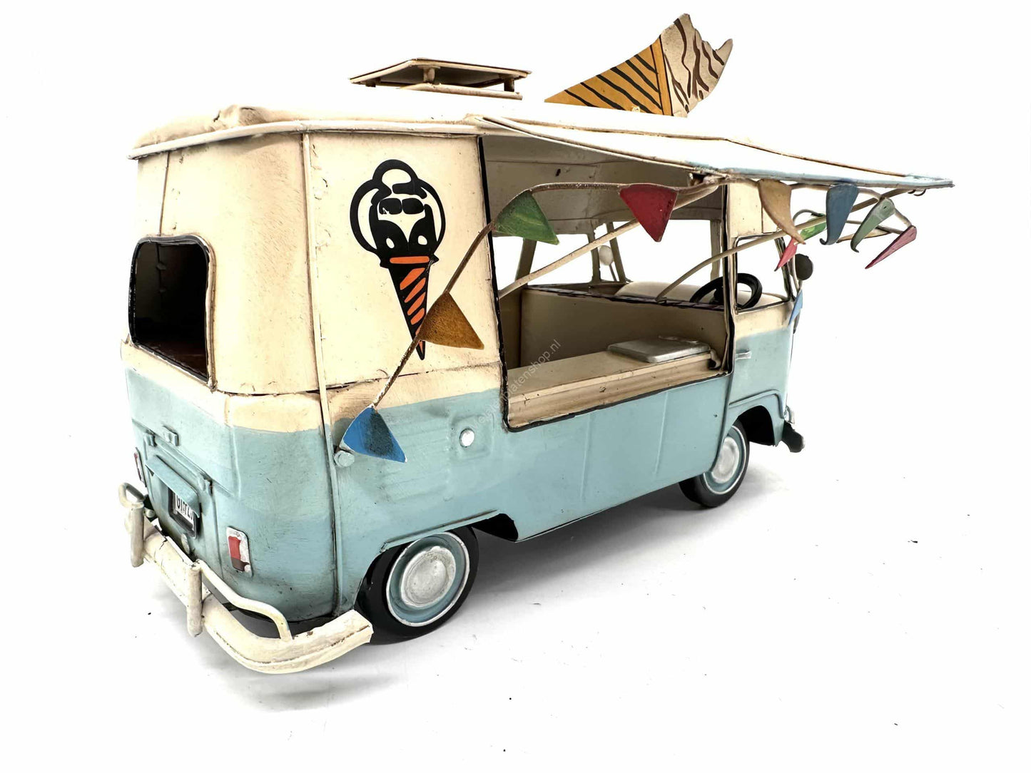 Volkswagen Transporter Ijskraam - Metalen Voertuigen Decoratie - 27cm