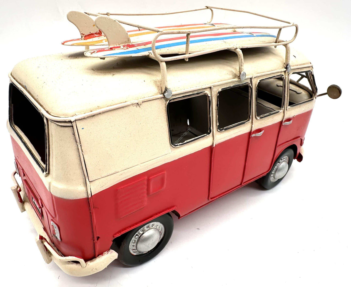 Volkswagen Transporter met Surfplanken - Metalen Voertuigen Decoratie - 27cm