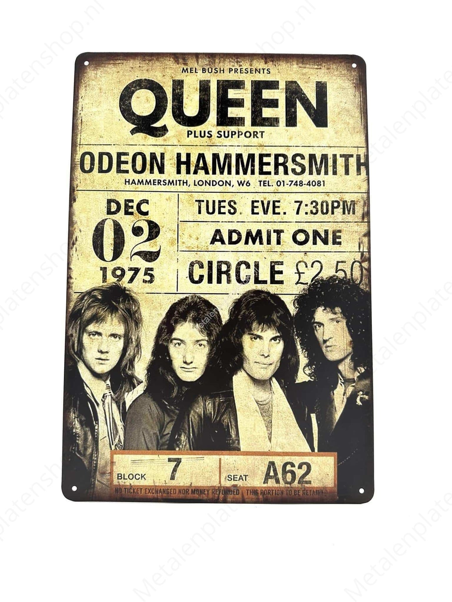 Queen Odeon Hammersmith - Muziek - Metalen Wandbord