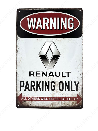 Renault Parking Only - parking - Metal Wall Sign