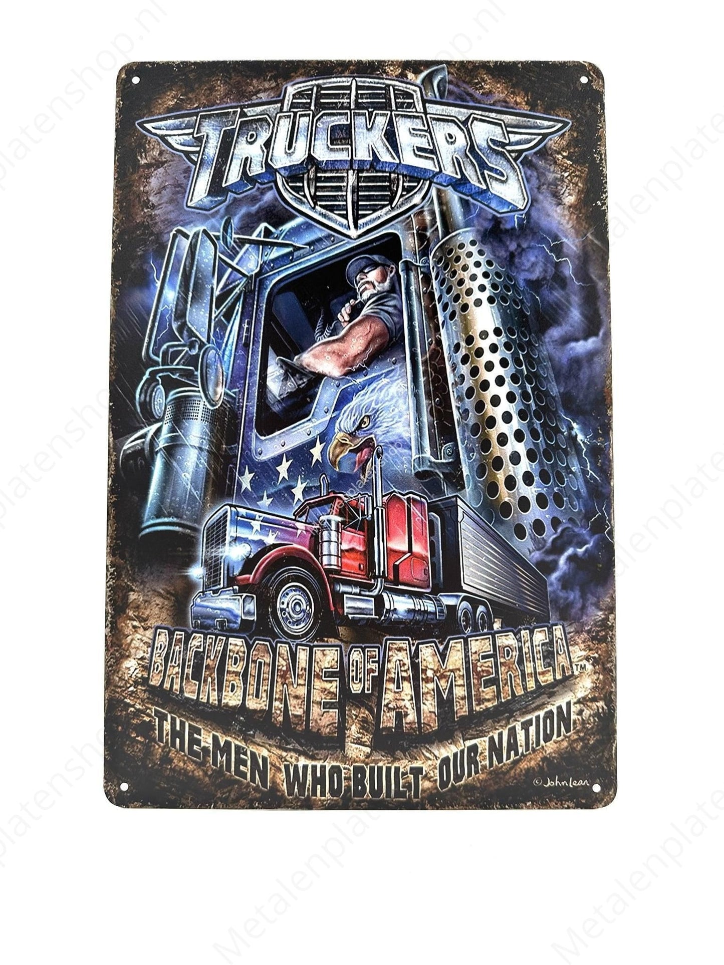 Truck - Truckers - Backbone of America - Metal Wall Sign