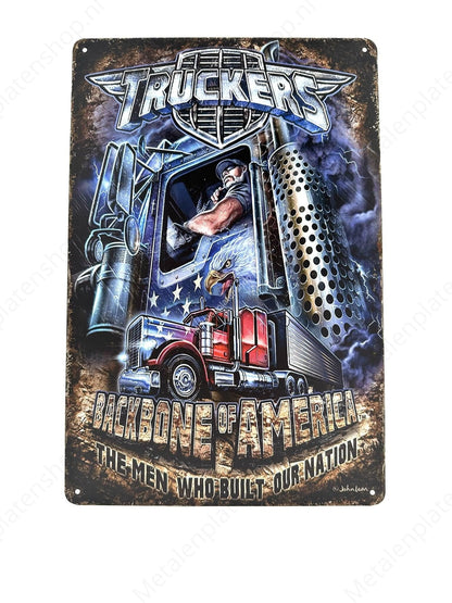 Truck - Truckers - Backbone of America - Metal Wall Sign