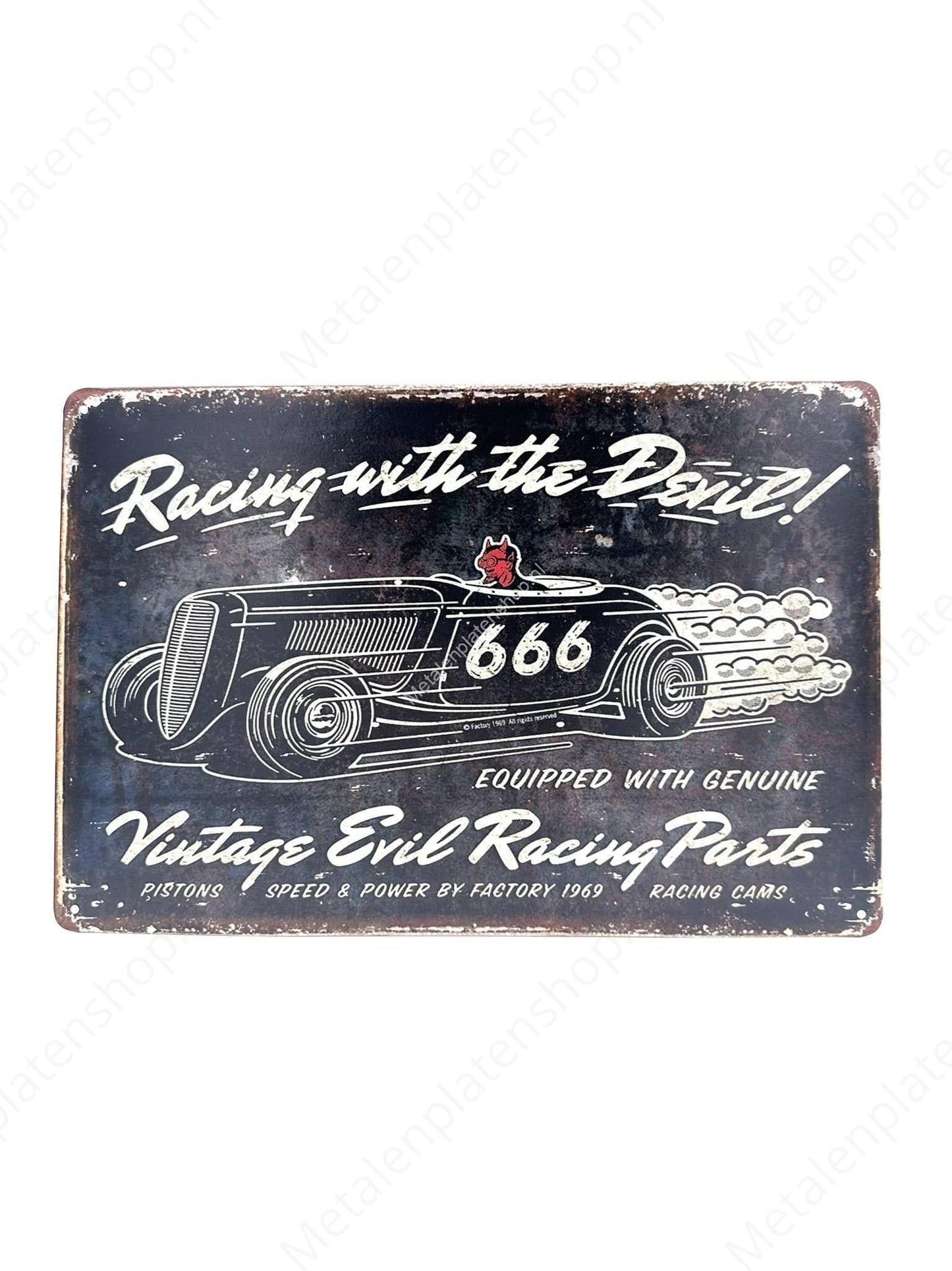 Racing with the Devil - Auto - 666 - Rennen - Metallwandschild