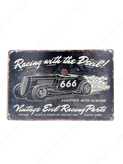 Racing with the Devil - Auto - 666 - Rennen - Metallwandschild