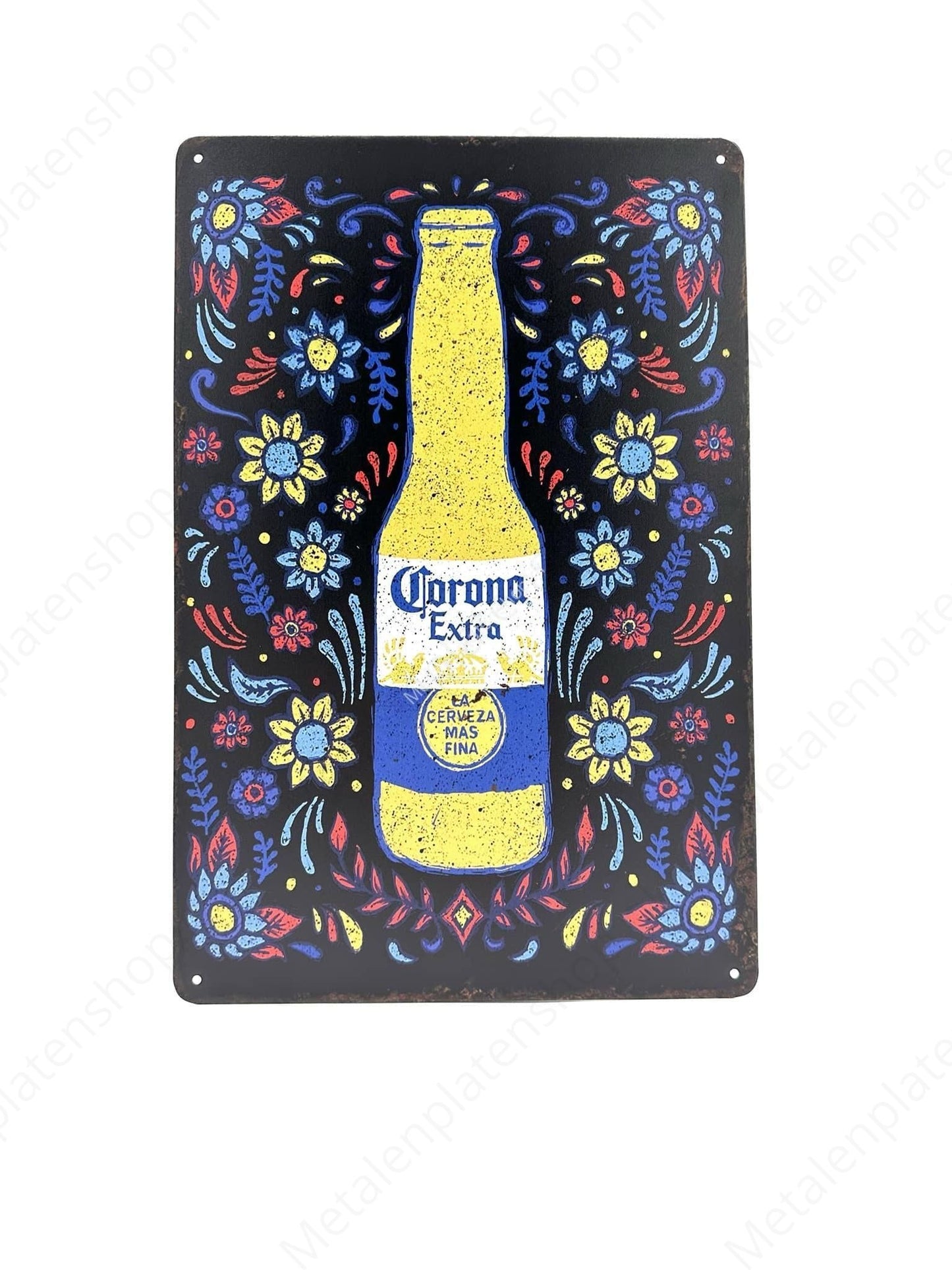 Corona Extra - Kleurrijk - Fles - Bier - Metalen Wandbord