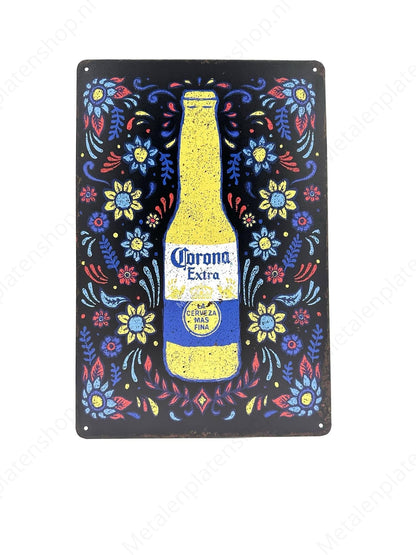 Corona Extra - Kleurrijk - Fles - Bier - Metalen Wandbord